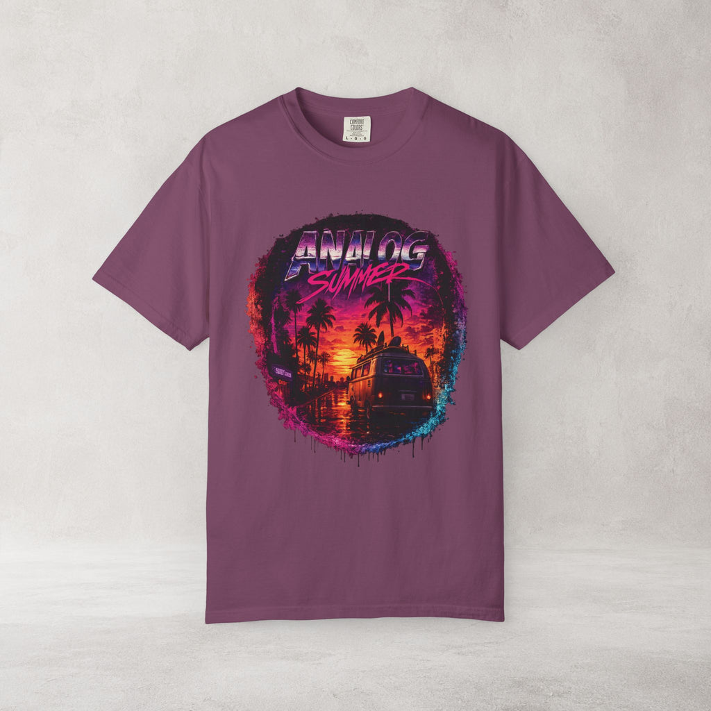 Analog Summer Retro Sunset T Shirt | Comfort Colors 1717 Vaporwave Graphic Tee