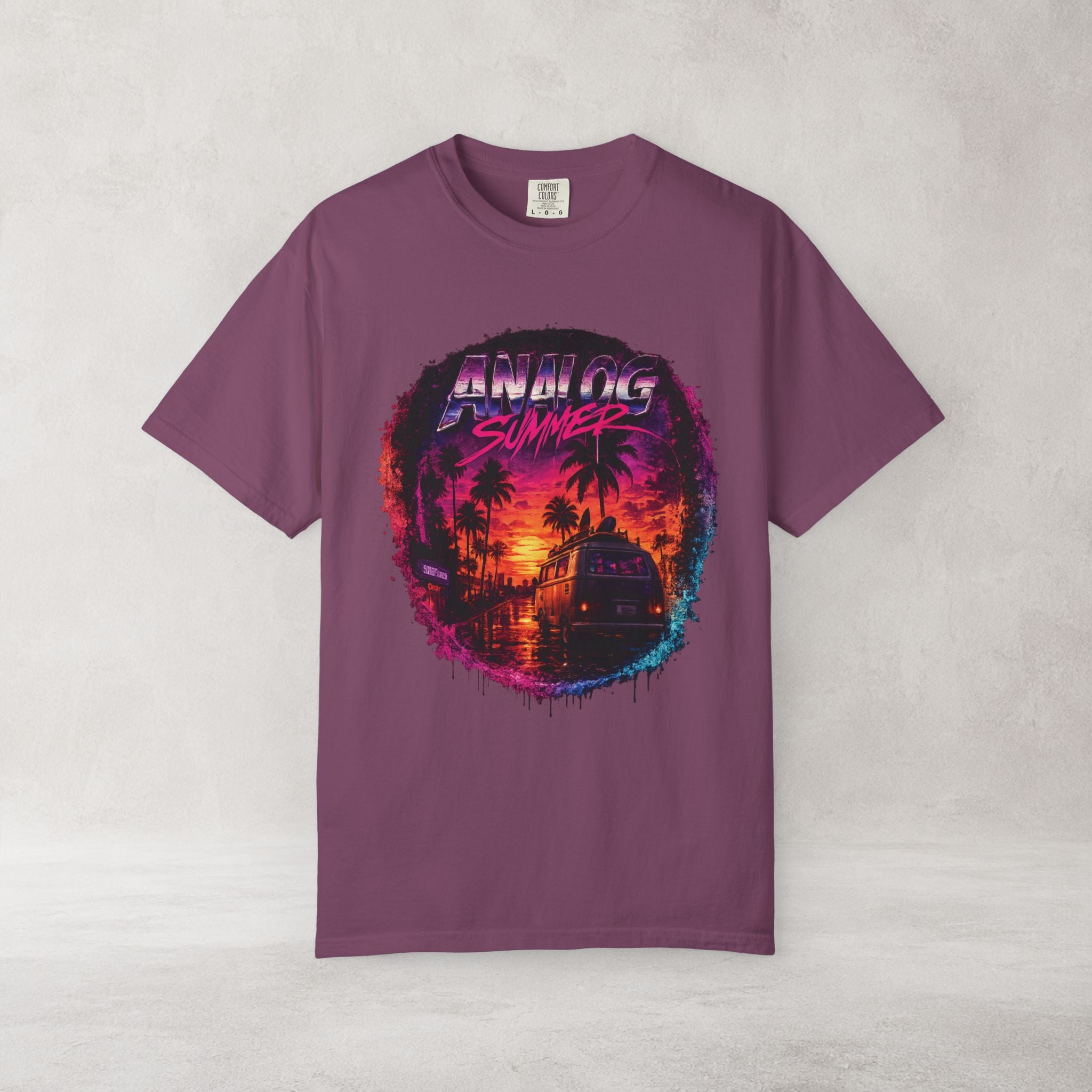 Analog Summer Retro Sunset T Shirt | Comfort Colors 1717 Vaporwave Graphic Tee