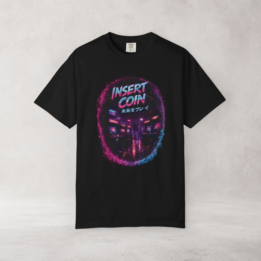 Insert Coin Retro Arcade T Shirt | Comfort Colors 1717 Cyberpunk Gaming Tee