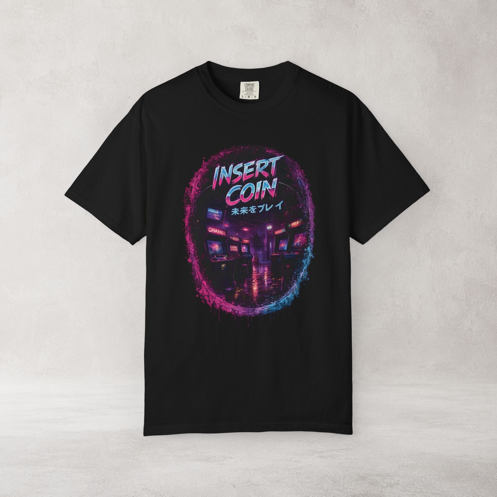 Insert Coin Retro Arcade T Shirt | Comfort Colors 1717 Cyberpunk Gaming Tee