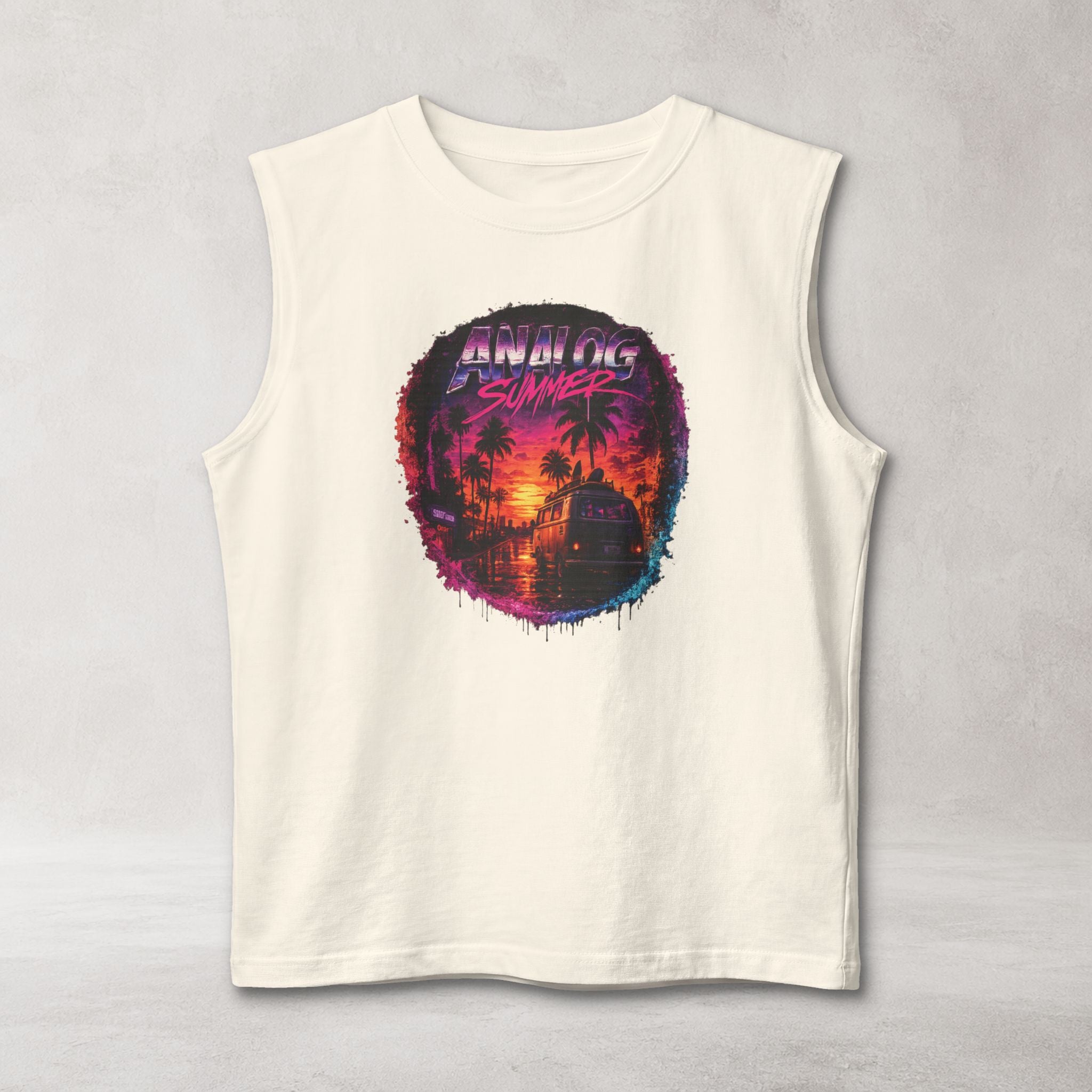 Analog Summer Muscle Tank | Retro Sunset Streetwear Tank