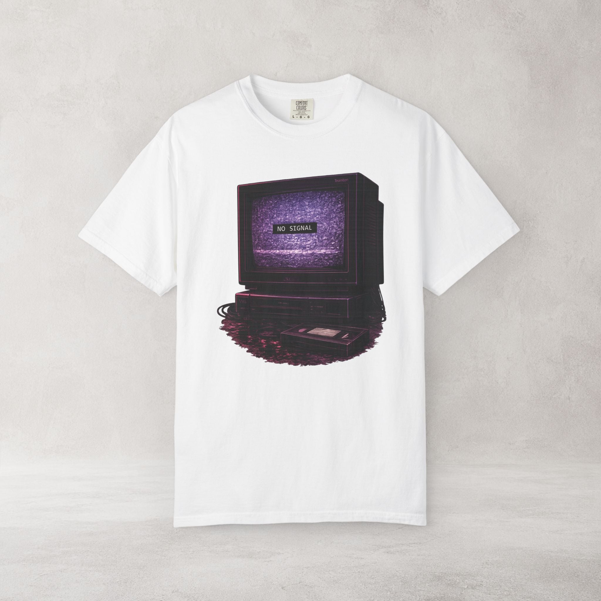 No Signal Retro Computer T Shirt | Comfort Colors 1717 Vaporwave CRT Graphic Tee