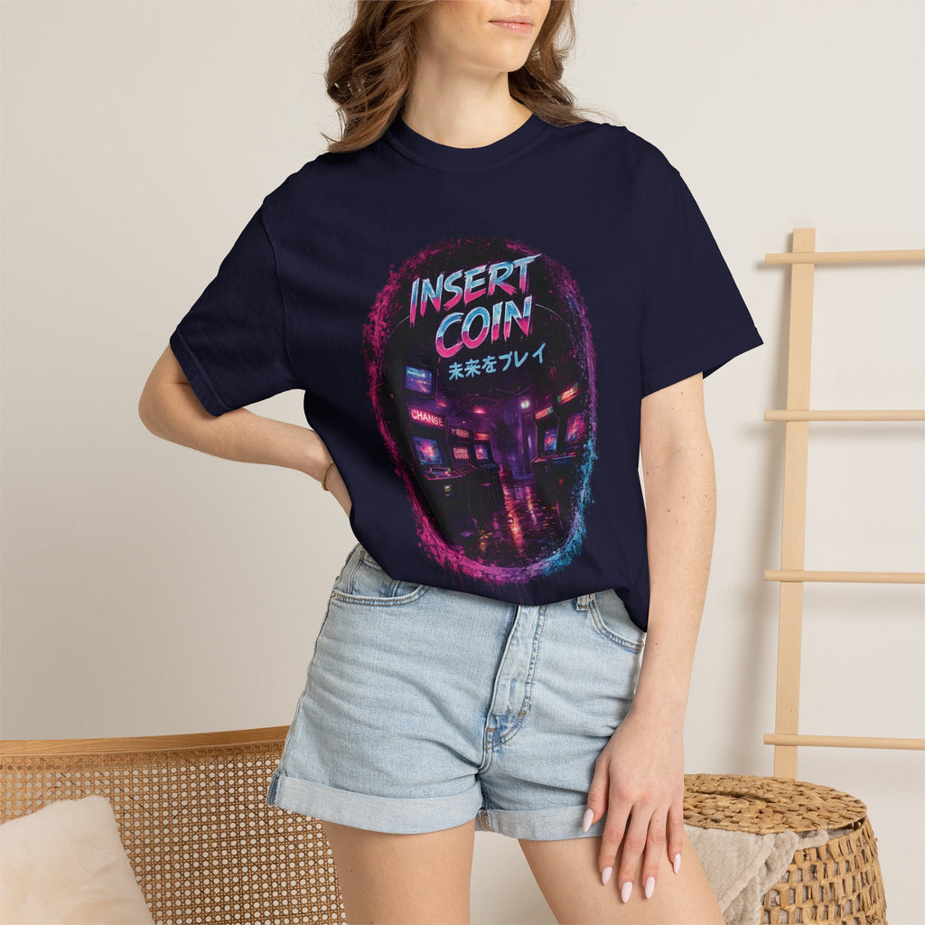 Insert Coin Retro Arcade T Shirt | Comfort Colors 1717 Cyberpunk Gaming Tee