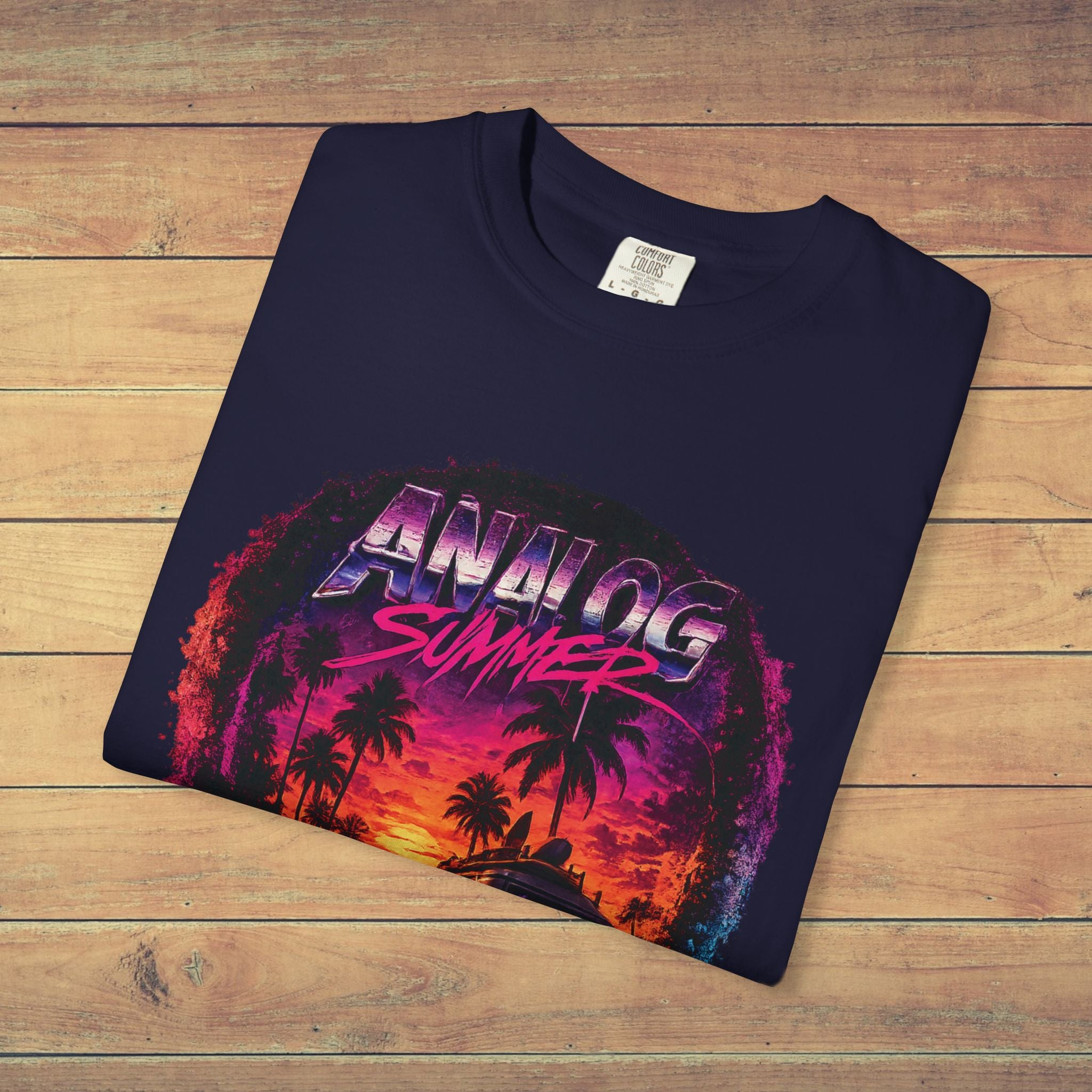 Analog Summer Retro Sunset T Shirt | Comfort Colors 1717 Vaporwave Graphic Tee