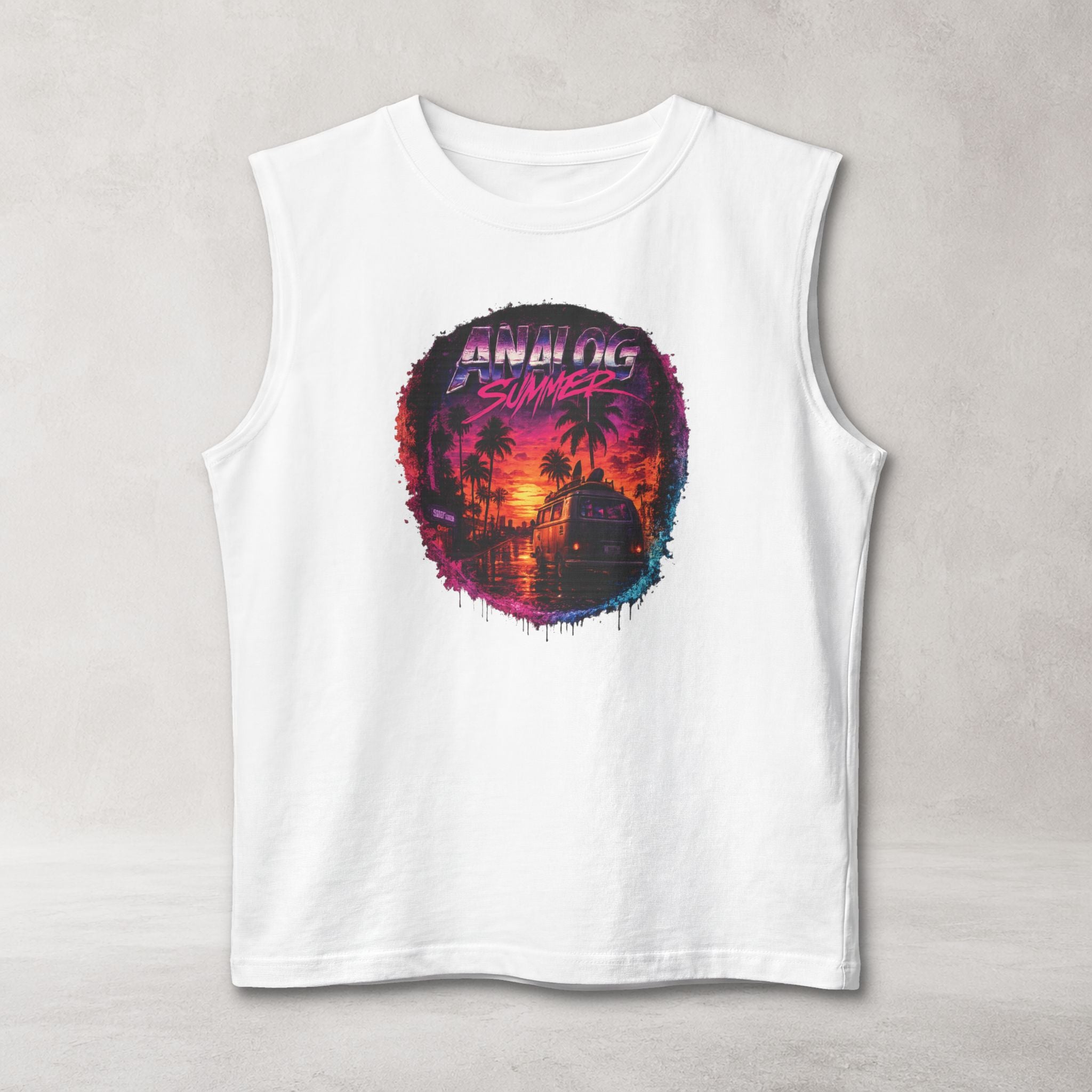 Analog Summer Muscle Tank | Retro Sunset Streetwear Tank
