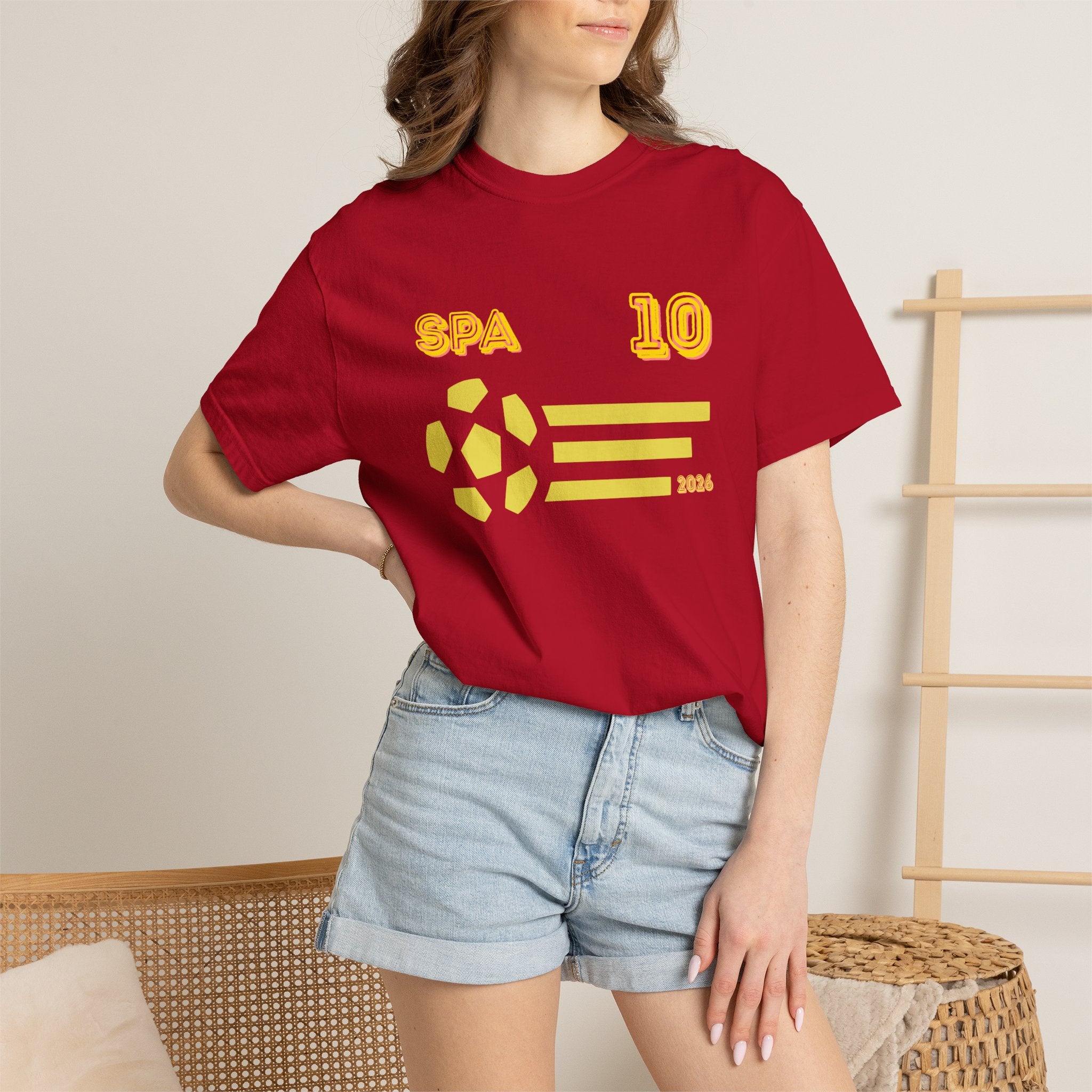 Spain No. 10 Football T-Shirt | SPA 10 Soccer Fan Tee | Comfort Colors 1717