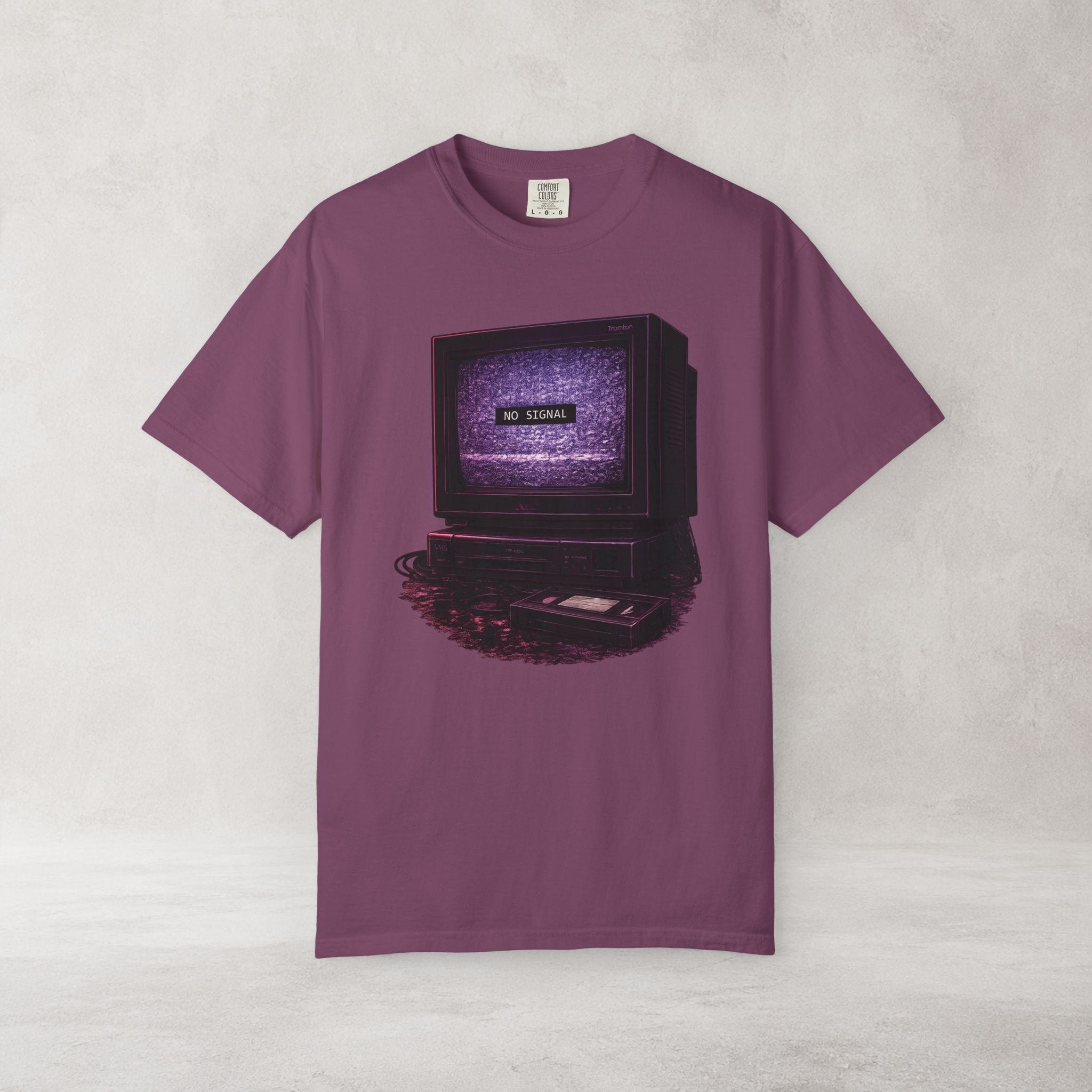No Signal Retro Computer T Shirt | Comfort Colors 1717 Vaporwave CRT Graphic Tee