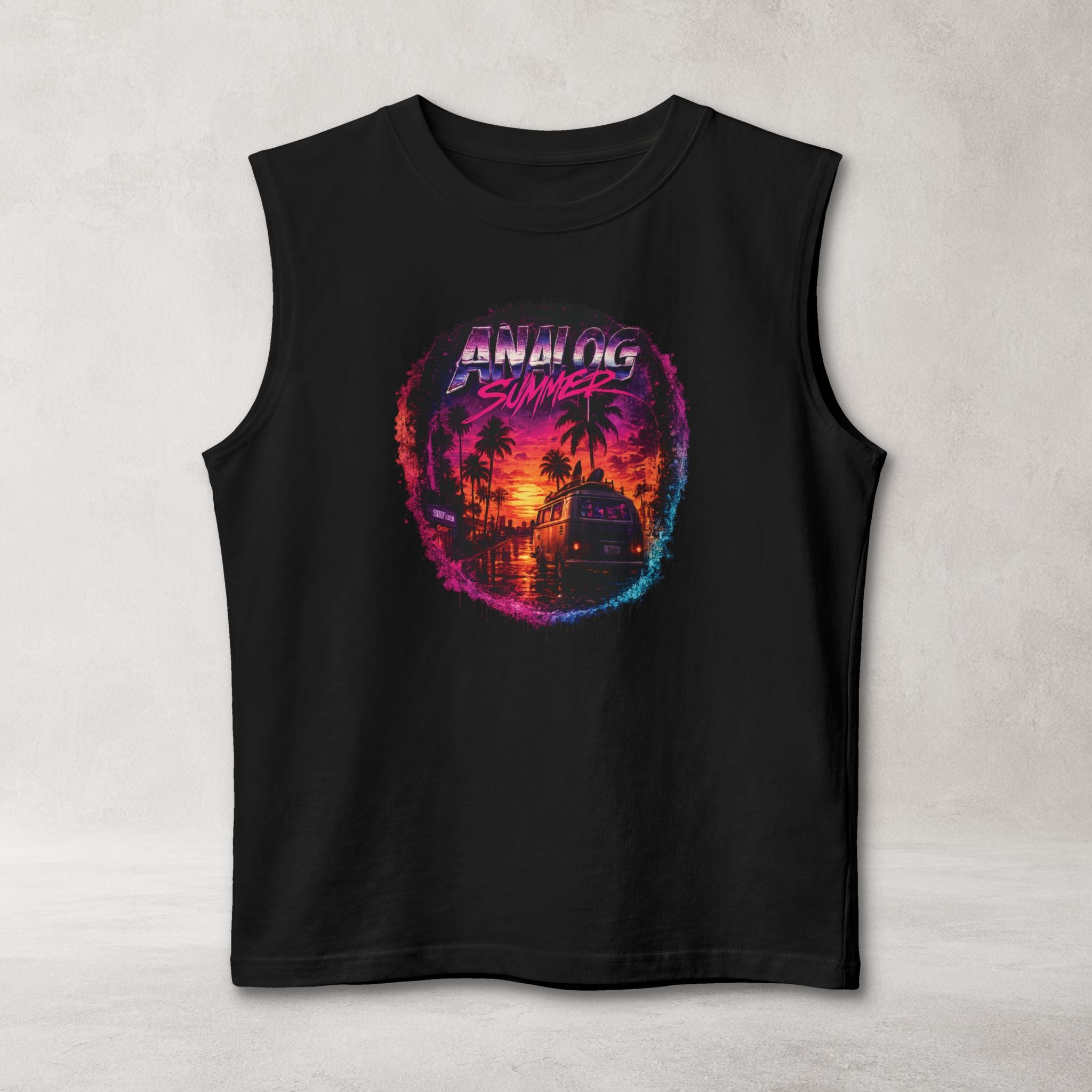 Analog Summer Muscle Tank | Retro Sunset Streetwear Tank