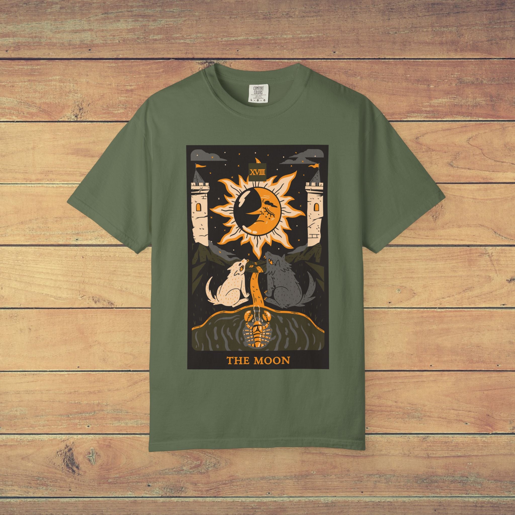 The Moon Tarot Card T Shirt |  Comfort Colors 1717 Mystical Lunar Graphic Tee