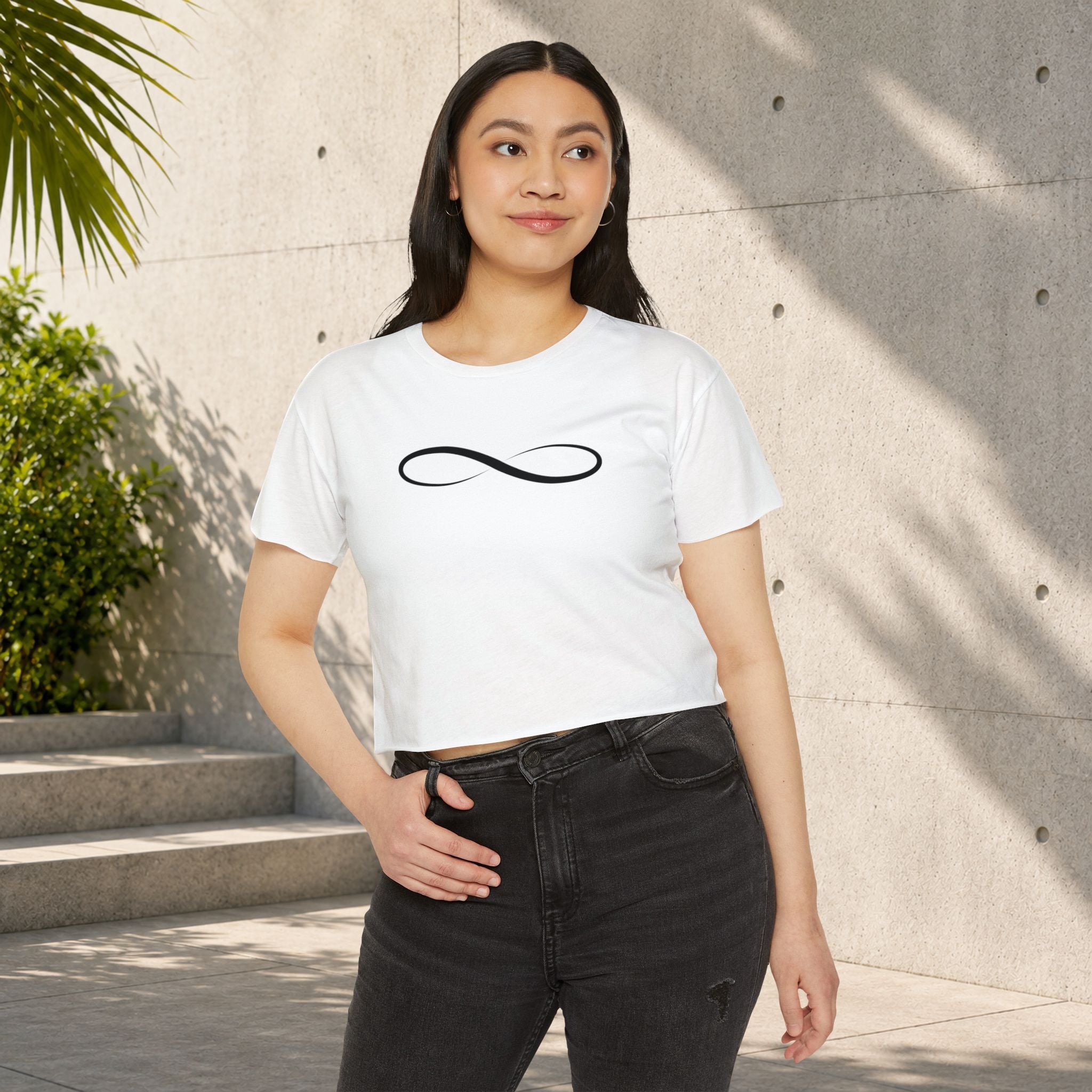 Infinity Symbol Crop Top for Women | Minimalist Graphic Tee