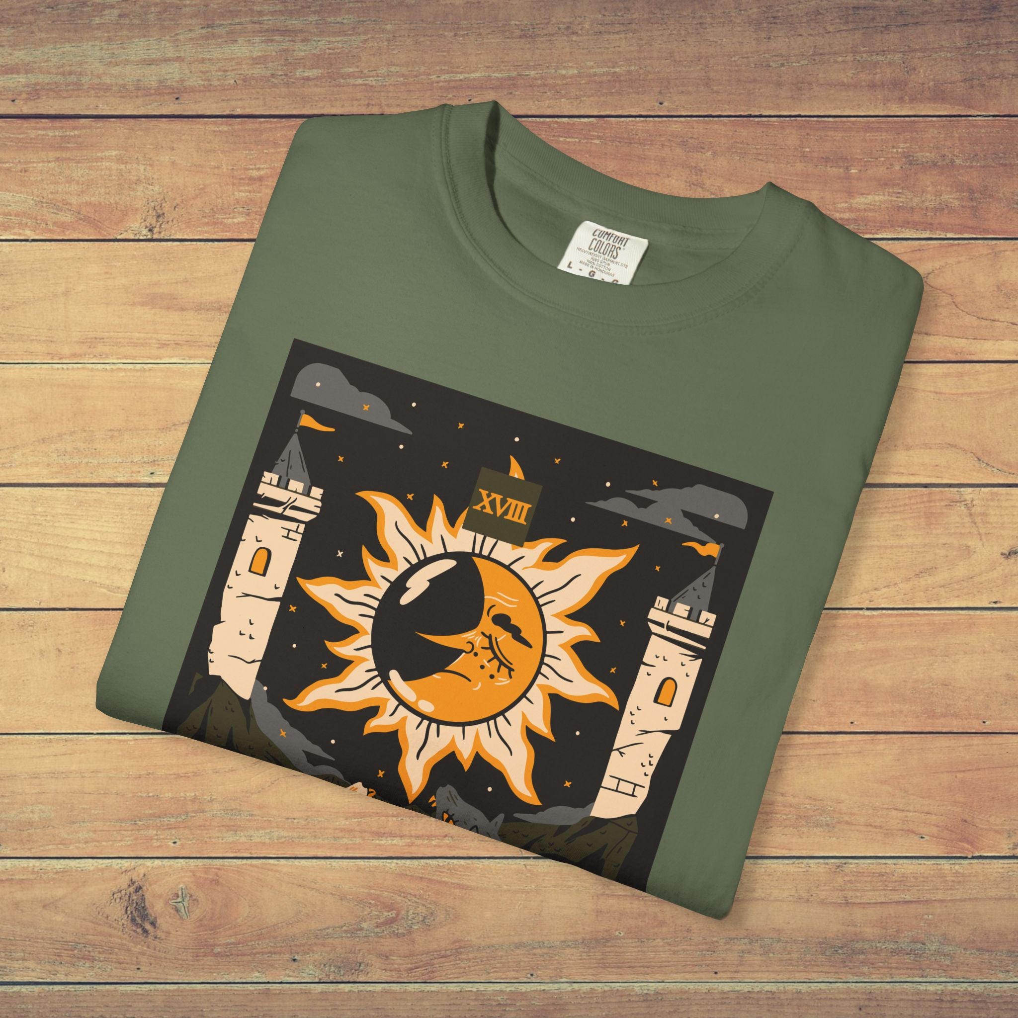 The Moon Tarot Card T Shirt |  Comfort Colors 1717 Mystical Lunar Graphic Tee