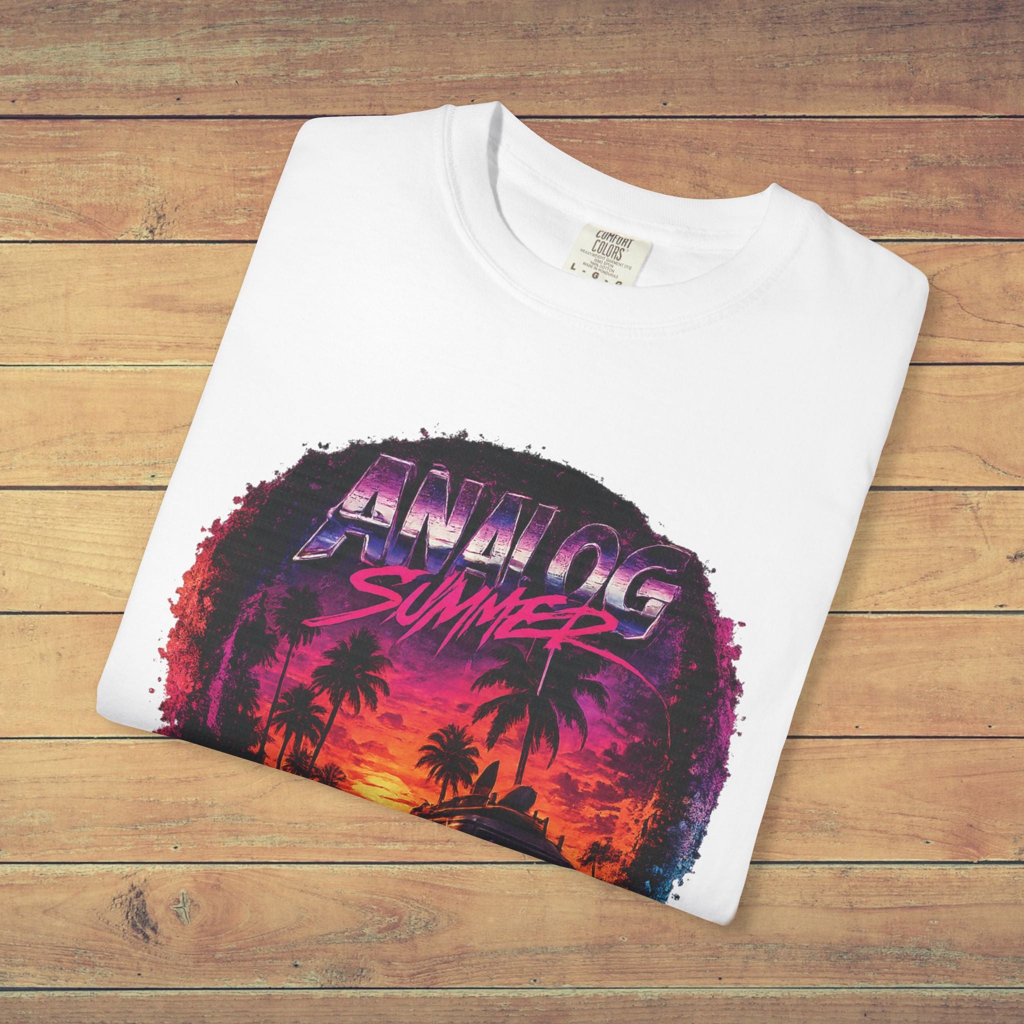 Analog Summer Retro Sunset T Shirt | Comfort Colors 1717 Vaporwave Graphic Tee