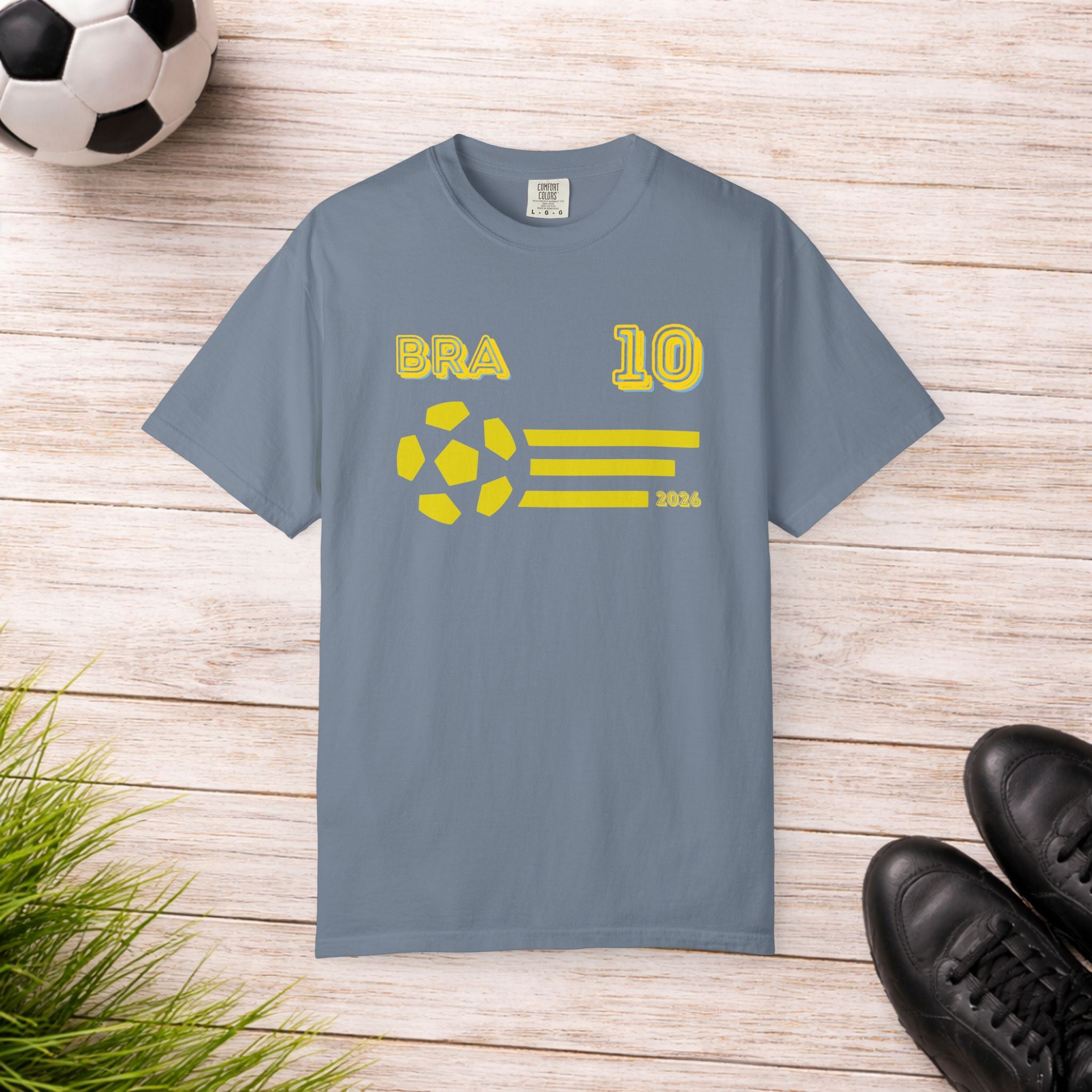 Brazil No. 10 Football T-Shirt | BRA 10 Soccer Fan Tee | Comfort Colors 1717