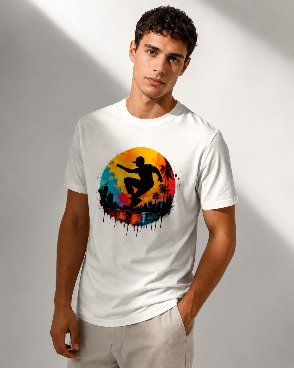 Color Splash Surfer T Shirt | Comfort Colors 1717 Beach Art Tee