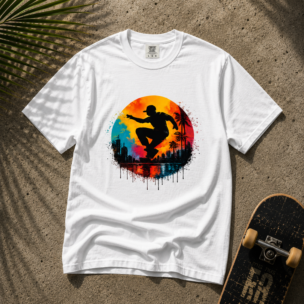Color Splash Surfer T Shirt | Comfort Colors 1717 Beach Art Tee