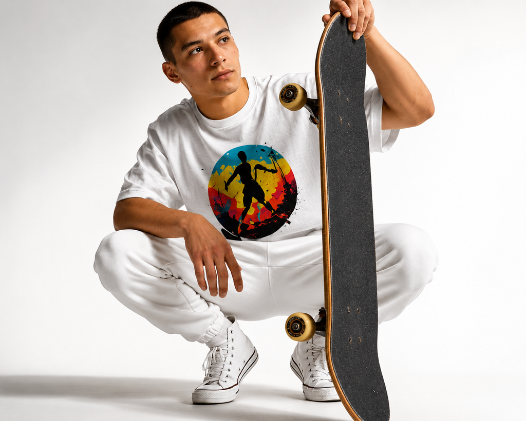 Color Splash Skateboarder T Shirt | Comfort Colors 1717 Skate Art Tee