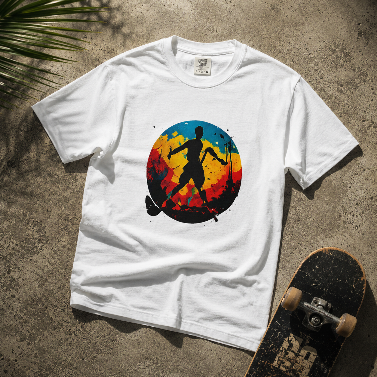 Color Splash Skateboarder T Shirt | Comfort Colors 1717 Skate Art Tee