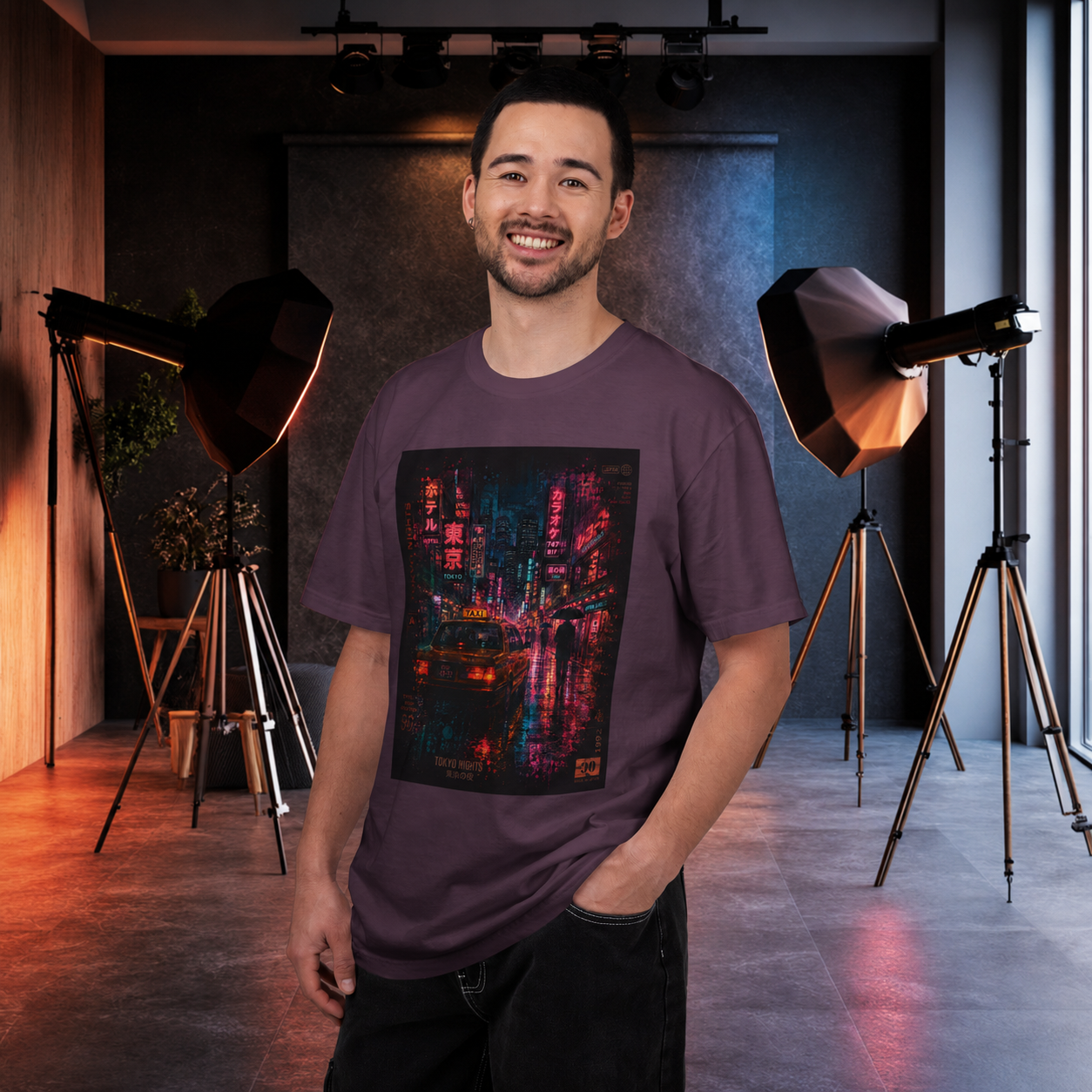 Neon City Reflections T Shirt | Comfort Colors 1717 Retro Cyberpunk Graphic Tee