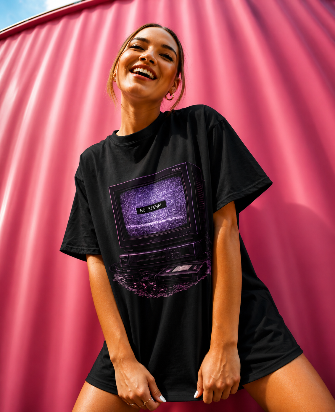 No Signal Retro Computer T Shirt | Comfort Colors 1717 Vaporwave CRT Graphic Tee