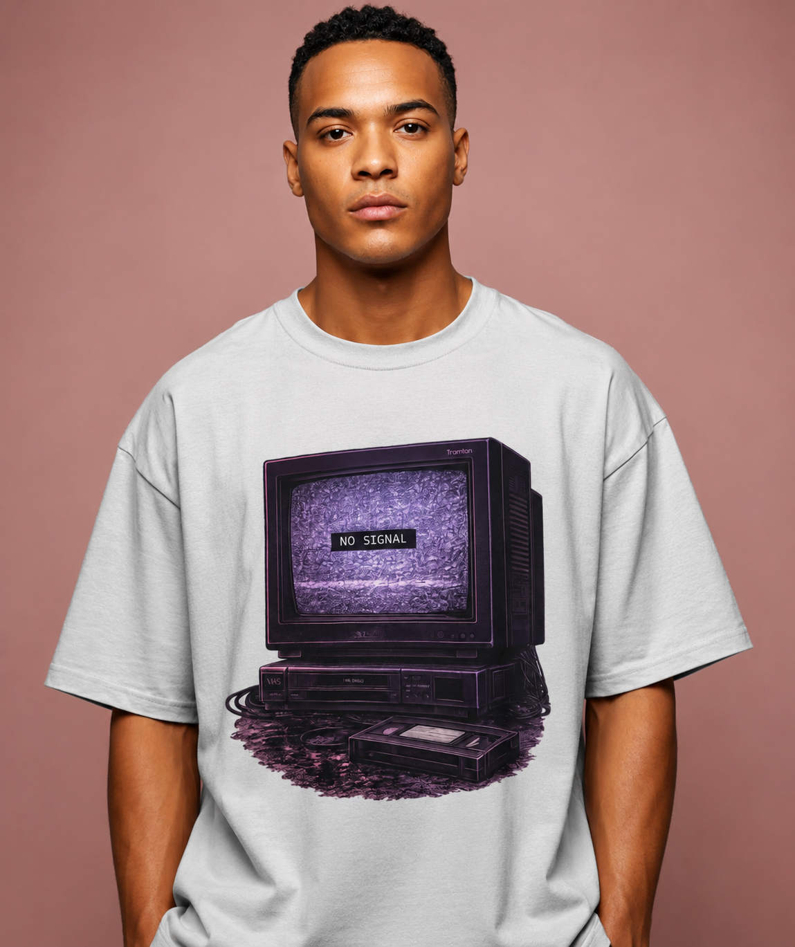 No Signal Retro Computer T Shirt | Comfort Colors 1717 Vaporwave CRT Graphic Tee