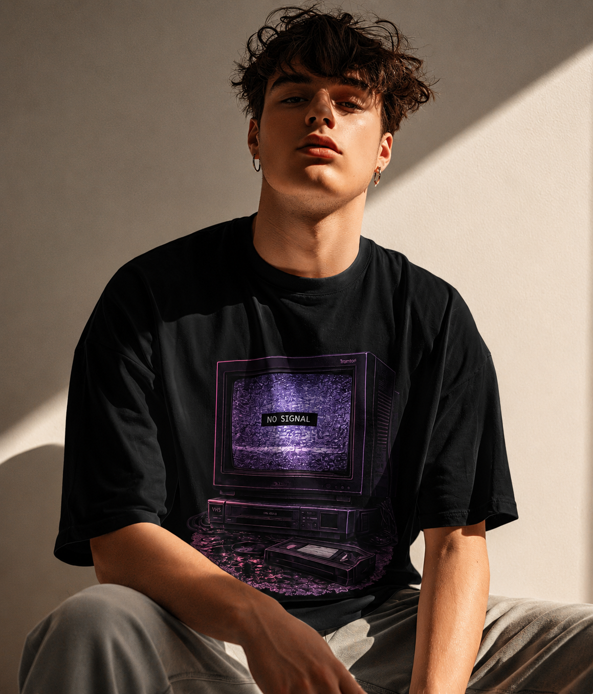 No Signal Retro Computer T Shirt | Comfort Colors 1717 Vaporwave CRT Graphic Tee
