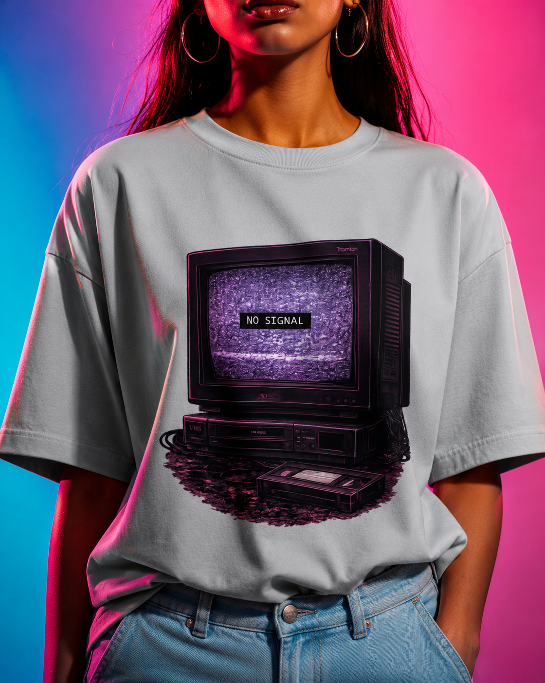 No Signal Retro Computer T Shirt | Comfort Colors 1717 Vaporwave CRT Graphic Tee