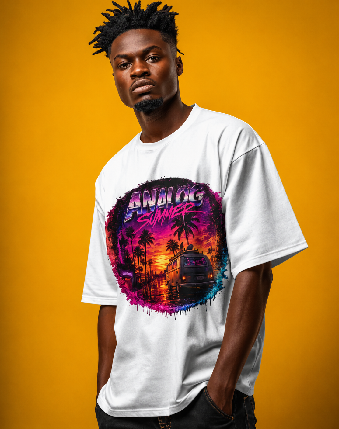 Analog Summer Retro Sunset T Shirt | Comfort Colors 1717 Vaporwave Graphic Tee