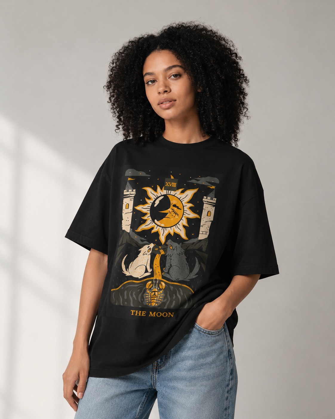 The Moon Tarot Card T Shirt |  Comfort Colors 1717 Mystical Lunar Graphic Tee