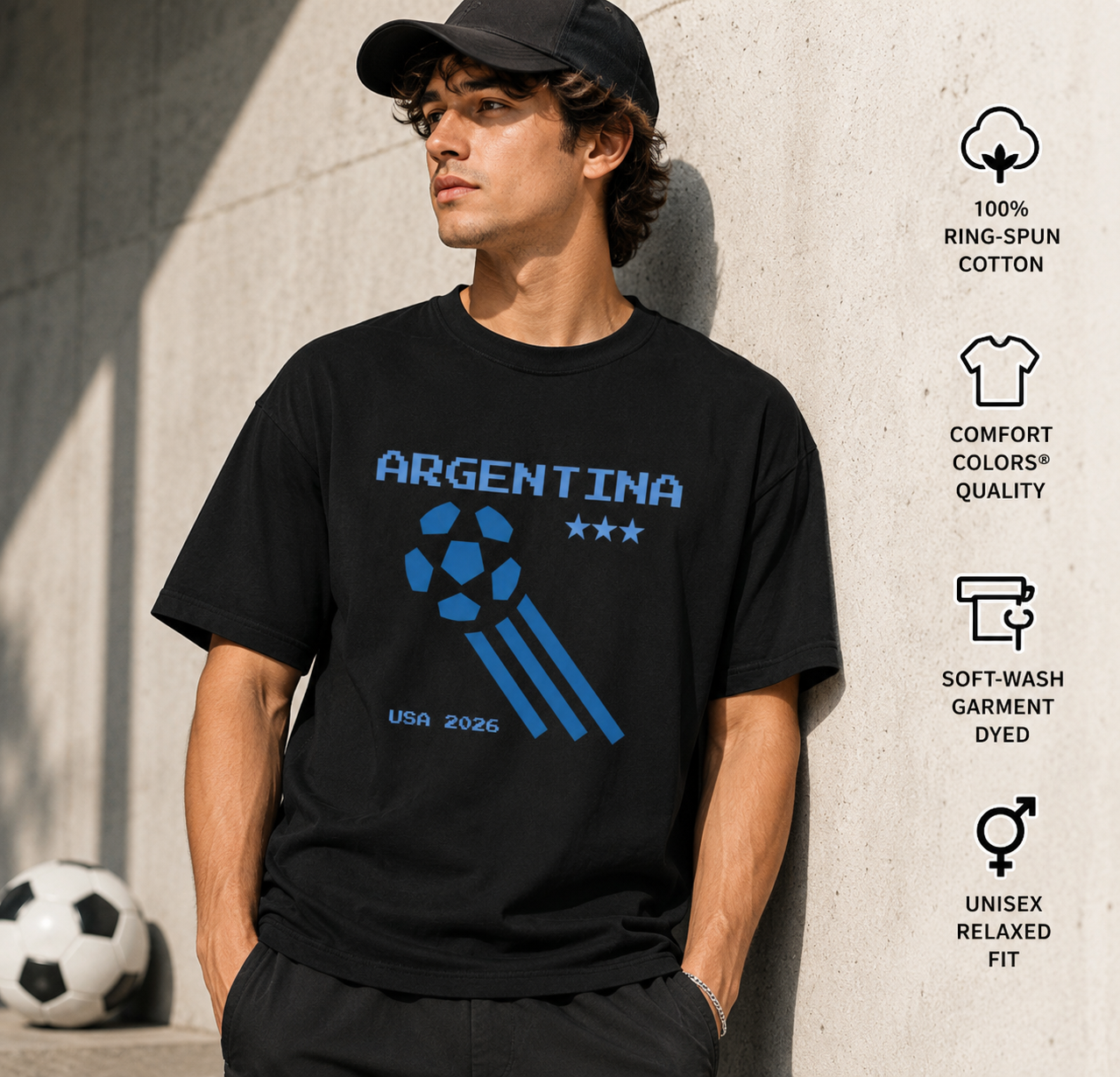 Argentina Football Fan T Shirt | Argentina Soccer Supporter Tee