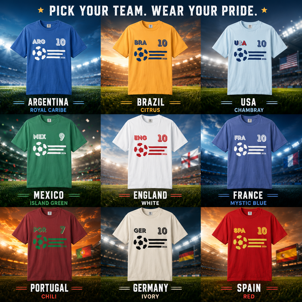 World Soccer 2026 Football Fan Collection | Comfort Colors® 1717 Tee