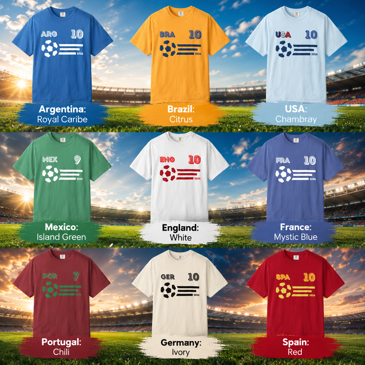 World Soccer 2026 Football Fan Collection | Comfort Colors® 1717 Tee