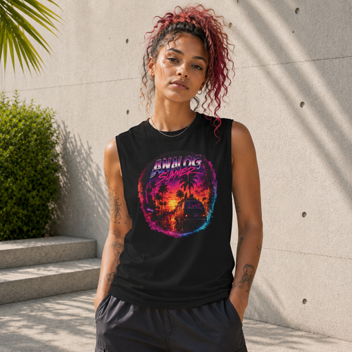 Analog Summer Muscle Tank | Retro Sunset Streetwear Tank