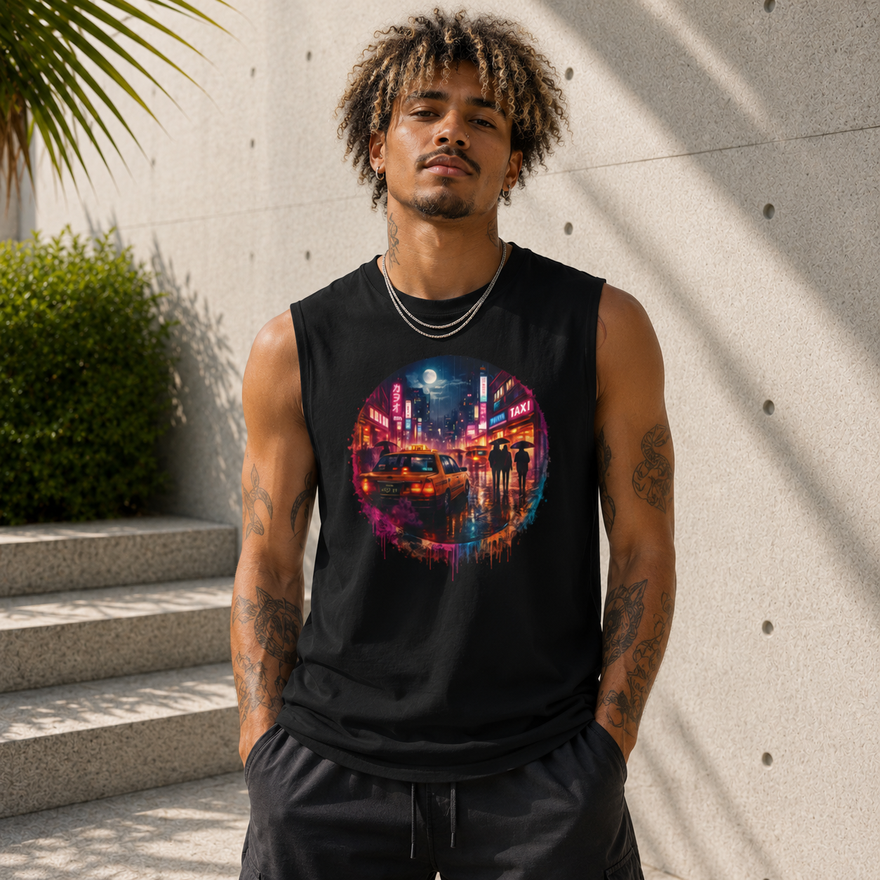 Tokyo Nights Muscle Tank | Retro Futuristic Streetwear Tank
