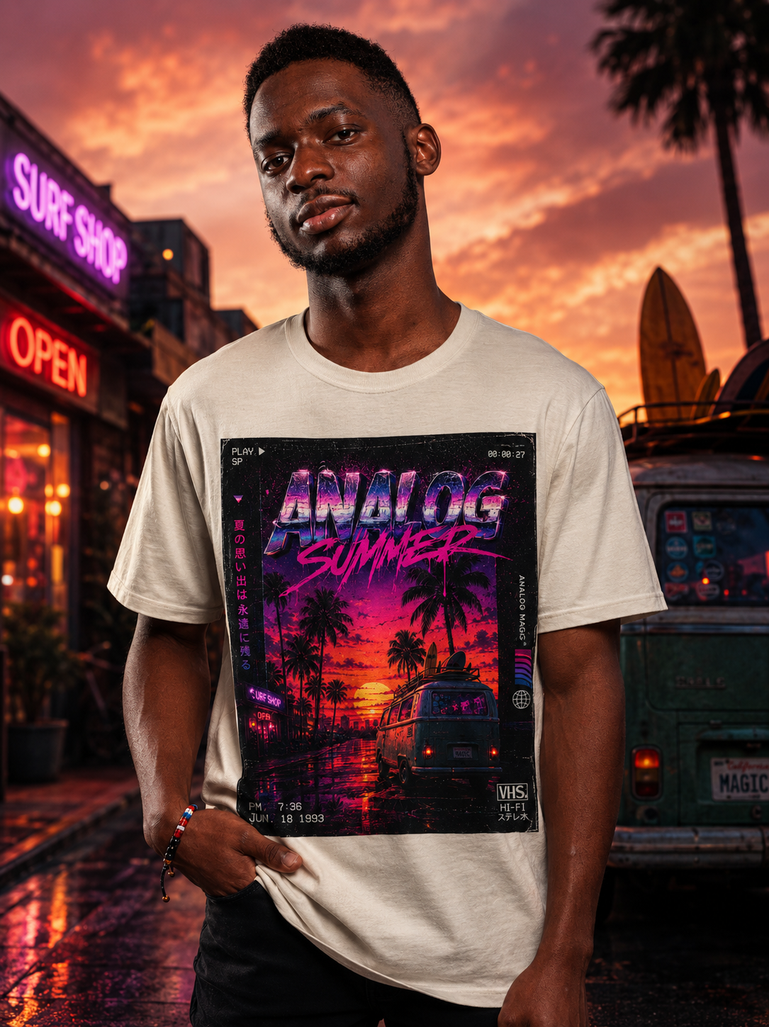 Analog Summer Vaporwave T Shirt | Comfort Colors 1717 Retro Synthwave Graphic Tee