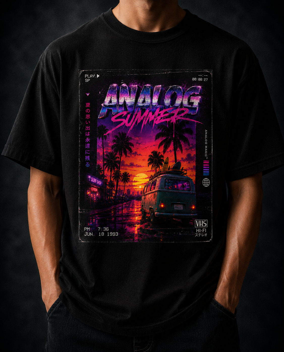 Analog Summer Vaporwave T Shirt | Comfort Colors 1717 Retro Synthwave Graphic Tee