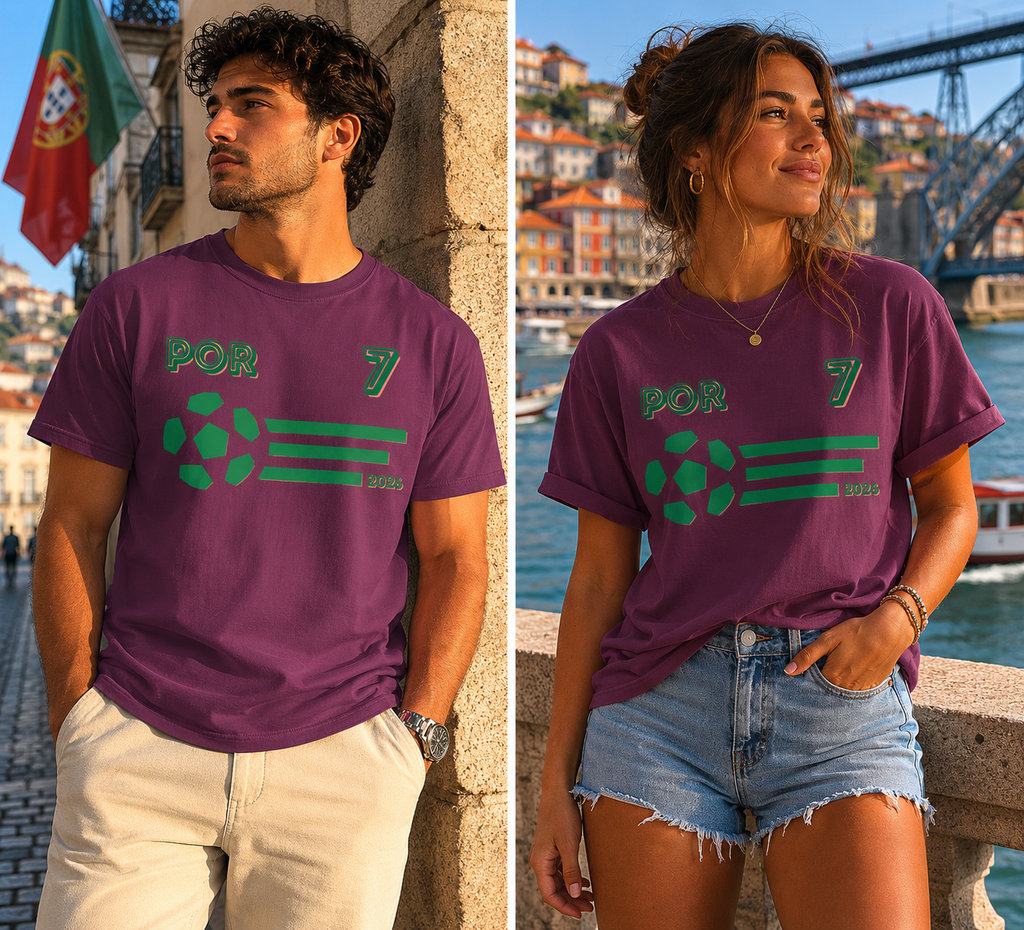 Portugal No. 7 Football T-Shirt | POR 7 Soccer Fan Tee | Comfort Colors 1717
