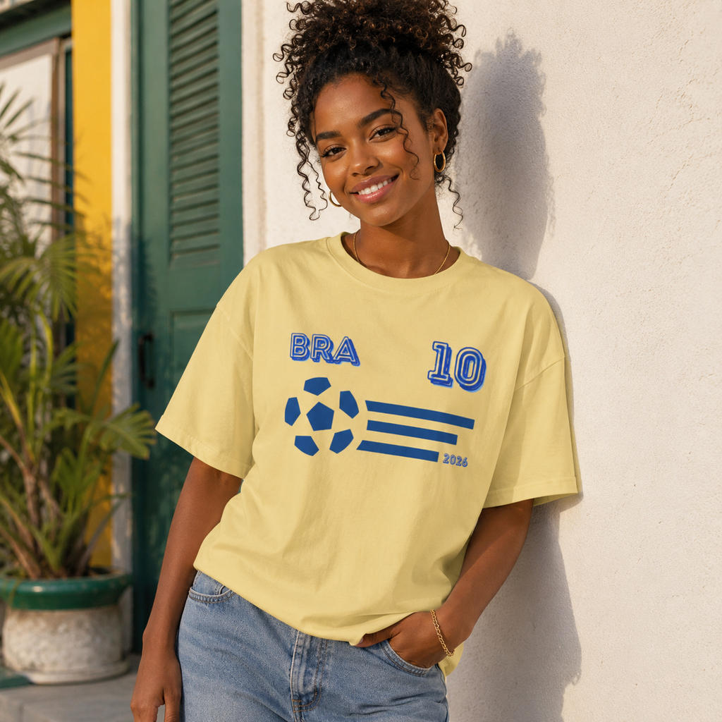 Brazil No. 10 Football T-Shirt | BRA 10 Soccer Fan Tee | Comfort Colors 1717