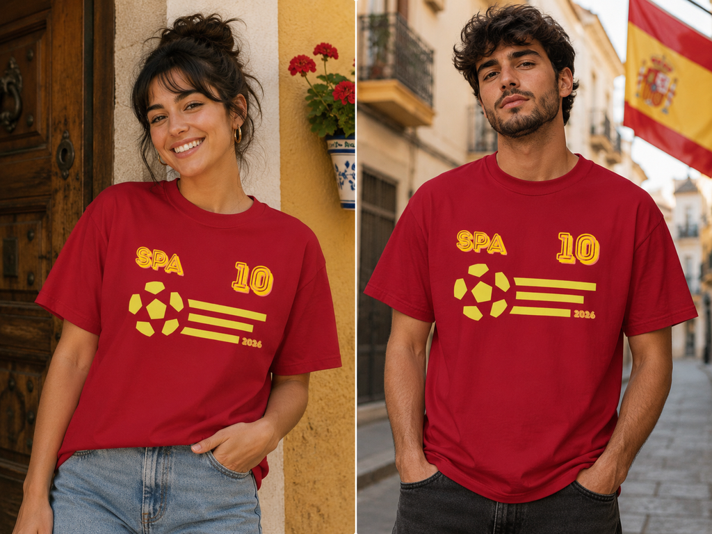 Spain No. 10 Football T-Shirt | SPA 10 Soccer Fan Tee | Comfort Colors 1717