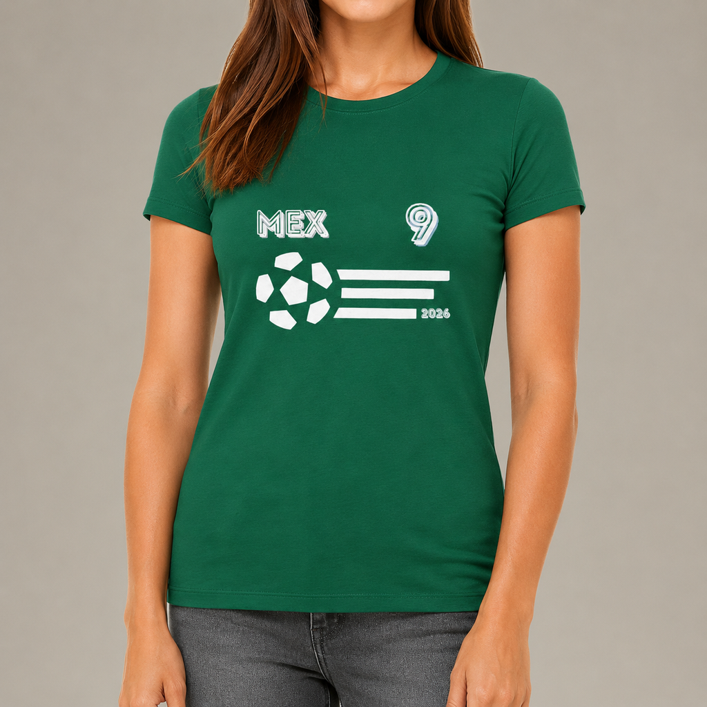 Mexico Soccer Fan Tee | MEX 9 Football Supporter Shirt | Mexican Football Graphic T-Shirt