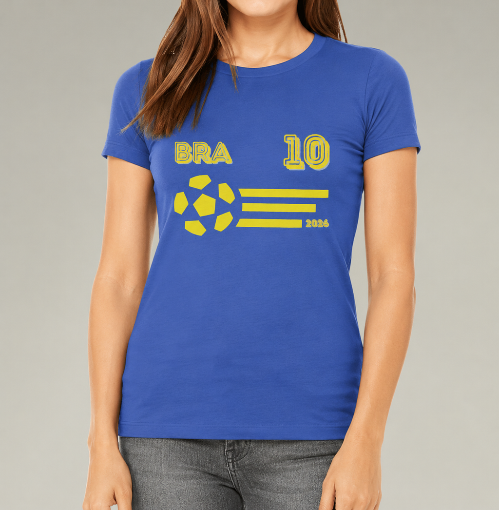 Brazil Soccer Fan Tee | BRA 10 Football Supporter Shirt | Brazilian Football Graphic T-Shirt