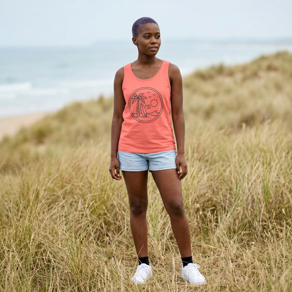 Chill Out Palm Beach Tank Top — Minimal Surf Circle Graphic