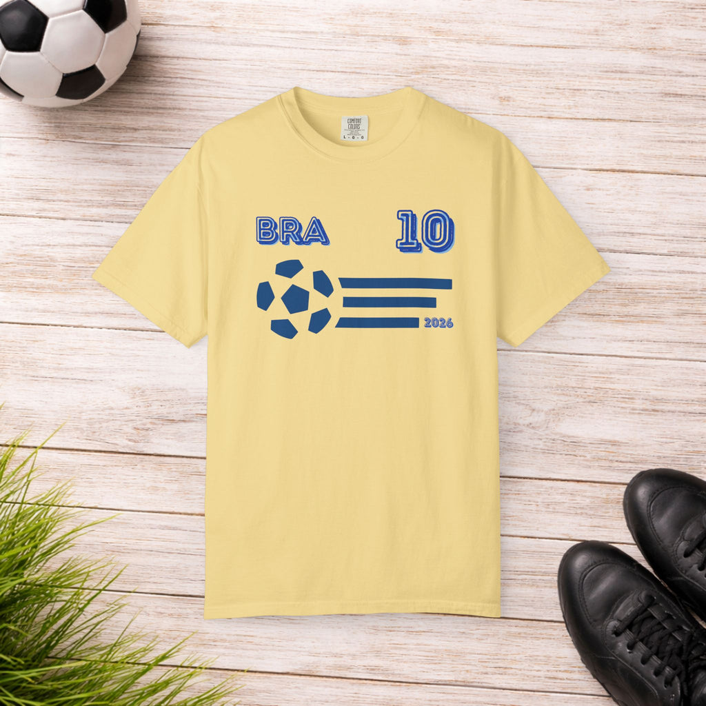 Brazil No. 10 Football T-Shirt | BRA 10 Soccer Fan Tee | Comfort Colors 1717