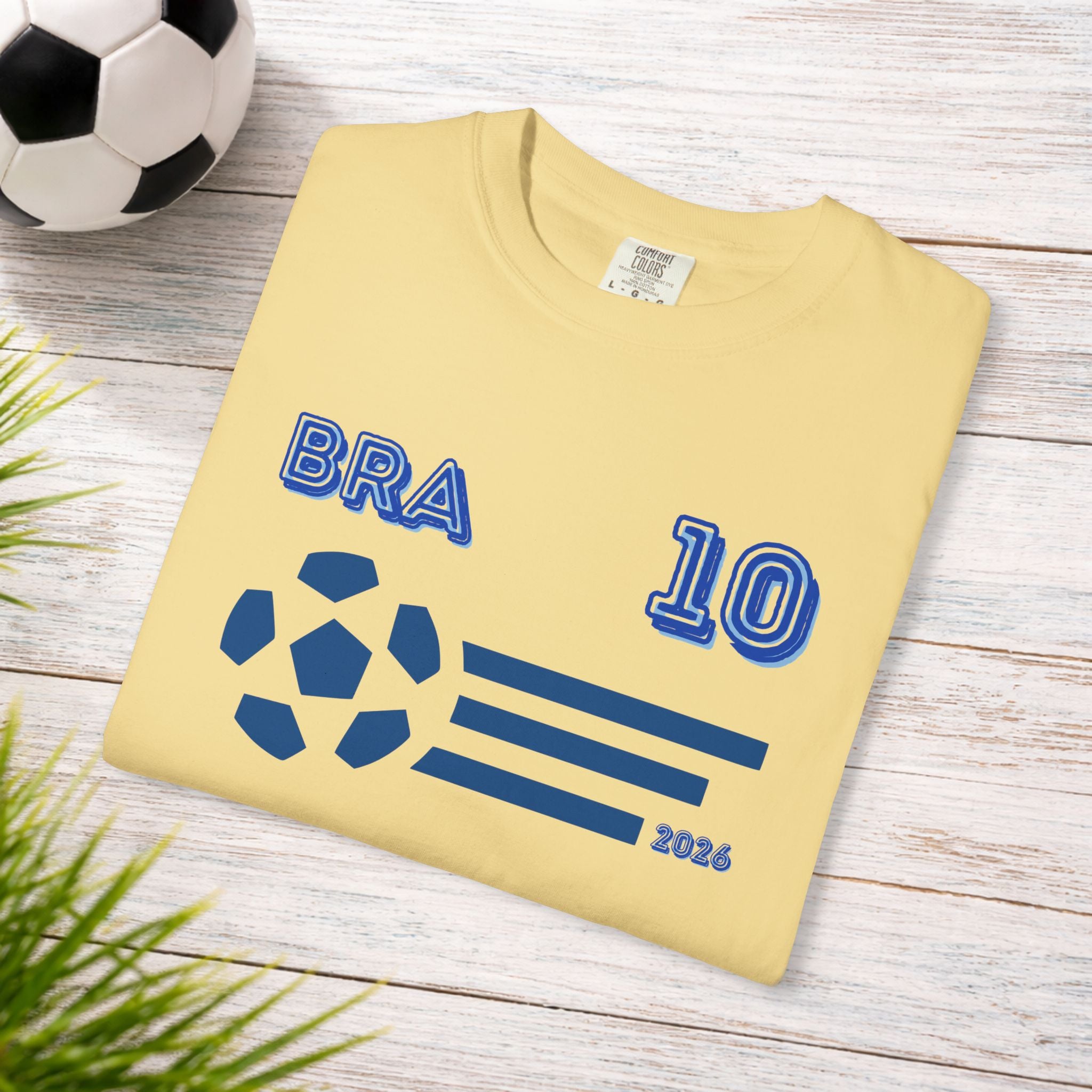 Brazil No. 10 Football T-Shirt | BRA 10 Soccer Fan Tee | Comfort Colors 1717