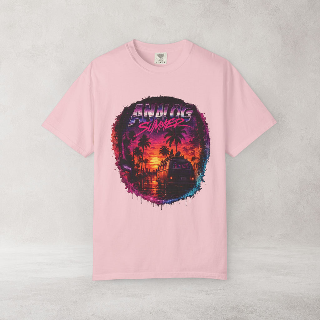 Analog Summer Retro Sunset T Shirt | Comfort Colors 1717 Vaporwave Graphic Tee