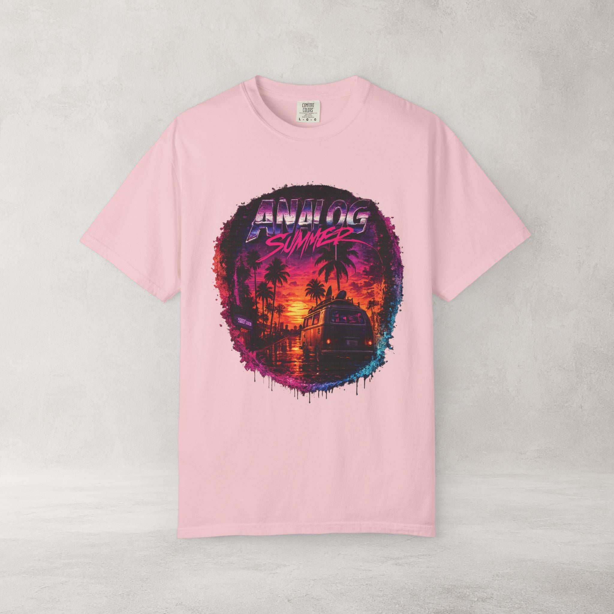 Analog Summer Retro Sunset T Shirt | Comfort Colors 1717 Vaporwave Graphic Tee