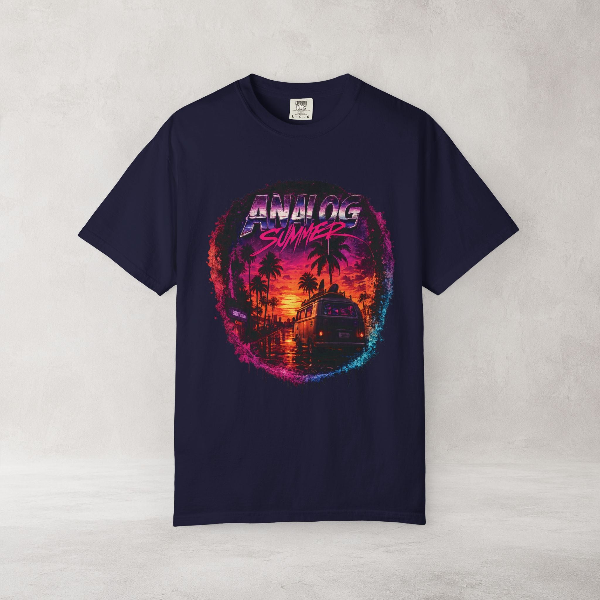 Analog Summer Retro Sunset T Shirt | Comfort Colors 1717 Vaporwave Graphic Tee