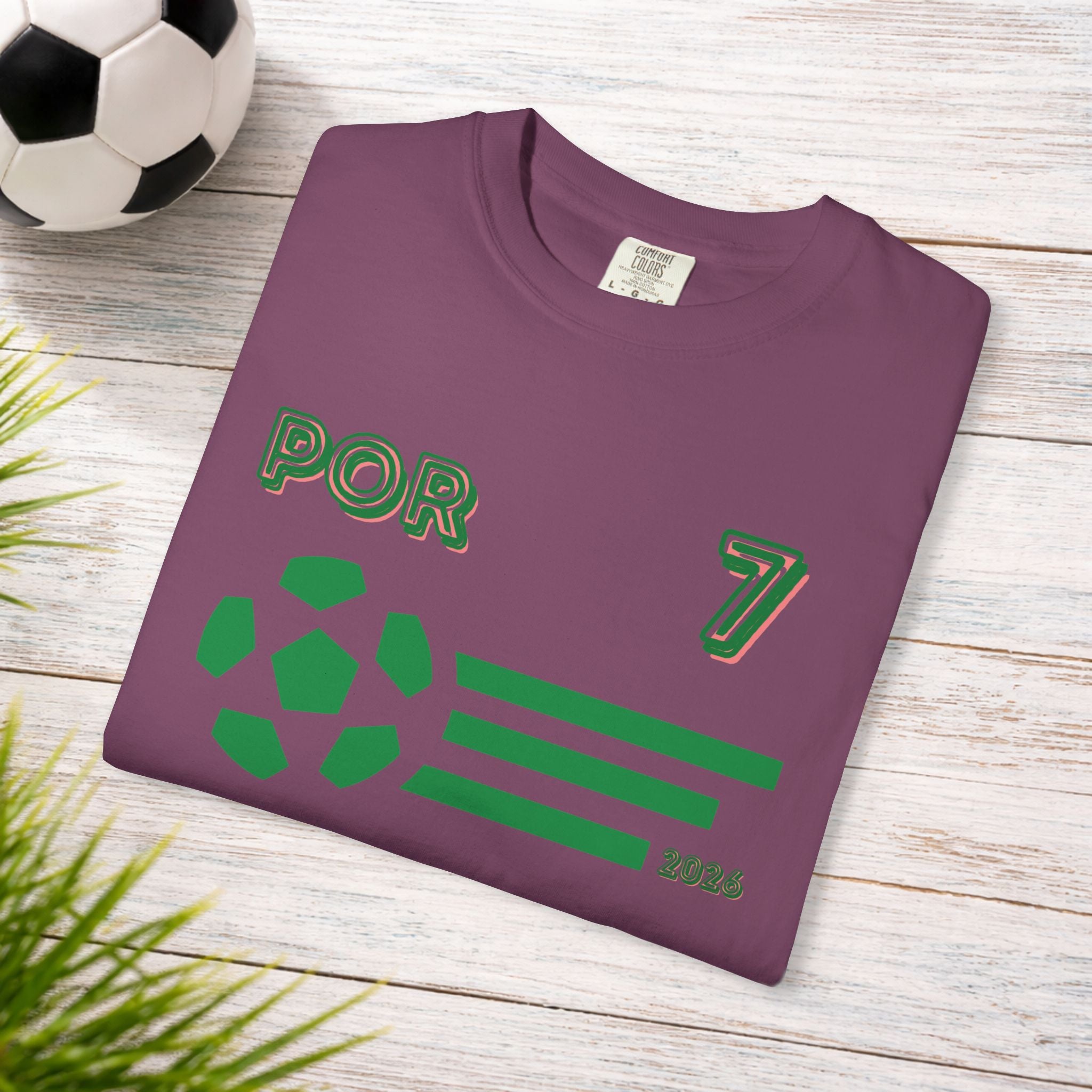 Portugal No. 7 Football T-Shirt | POR 7 Soccer Fan Tee | Comfort Colors 1717