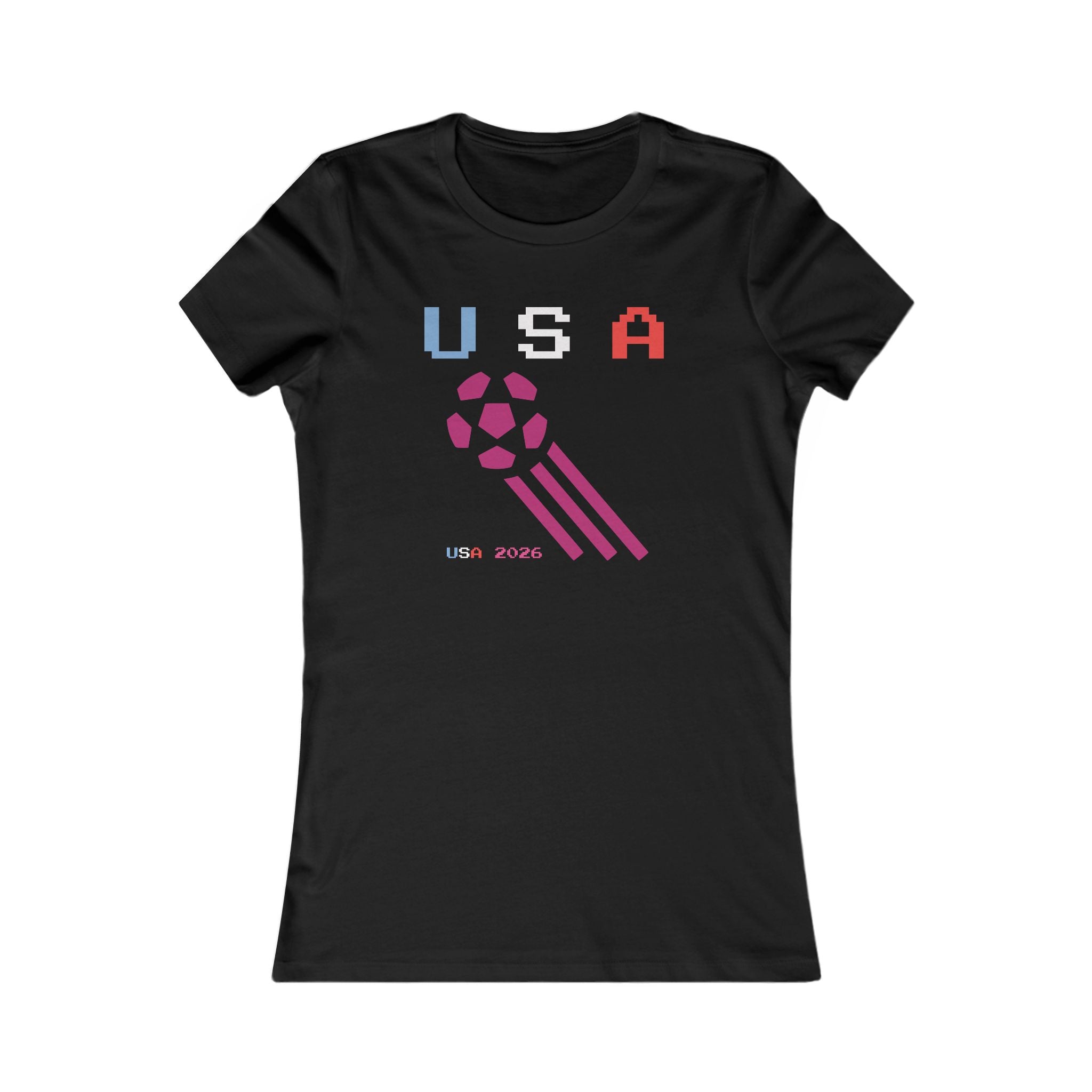 USA Soccer Fan Tee | Retro Pixel Football Shirt | USA 2026 Soccer Supporter Graphic T-Shirt