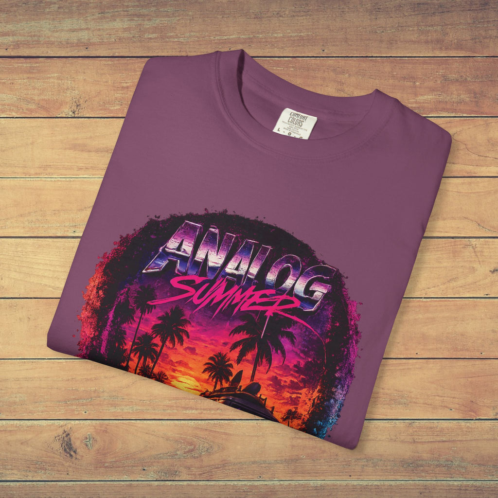 Analog Summer Retro Sunset T Shirt | Comfort Colors 1717 Vaporwave Graphic Tee