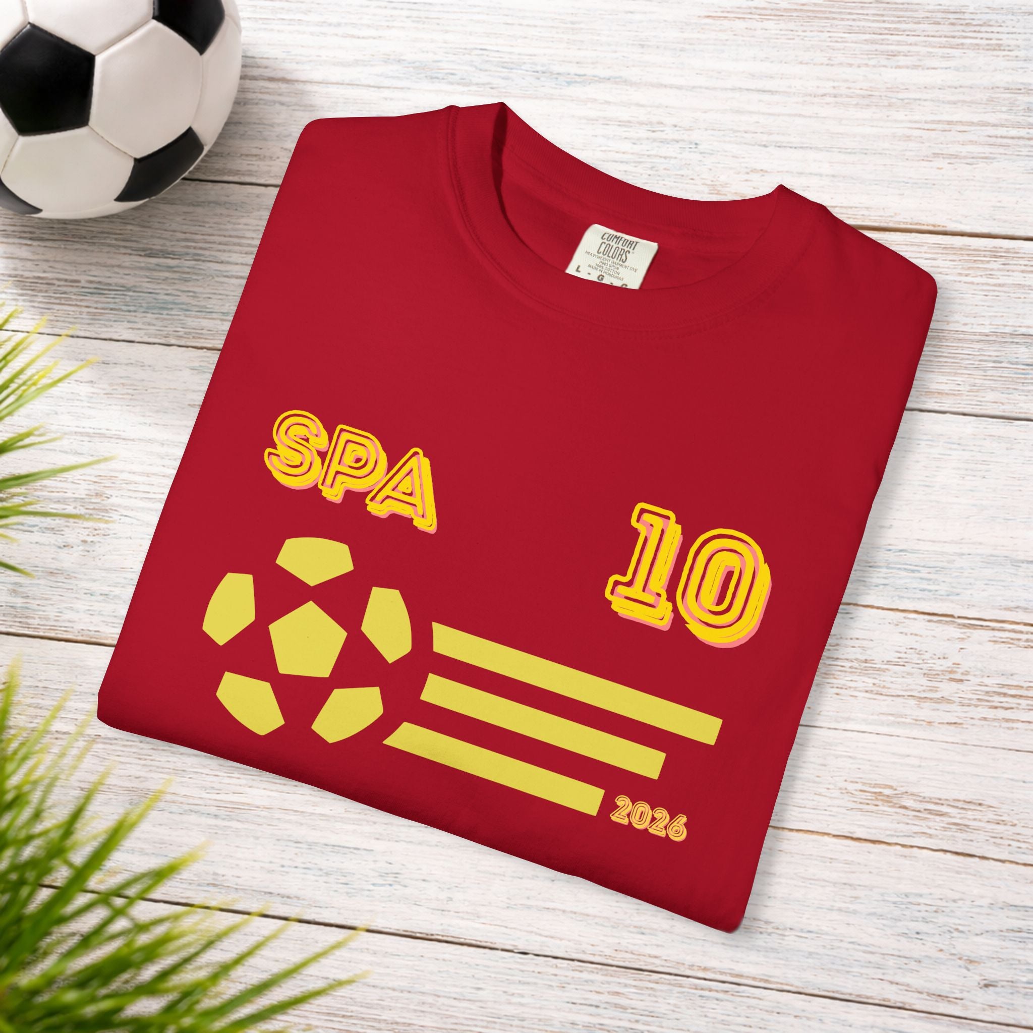 Spain No. 10 Football T-Shirt | SPA 10 Soccer Fan Tee | Comfort Colors 1717